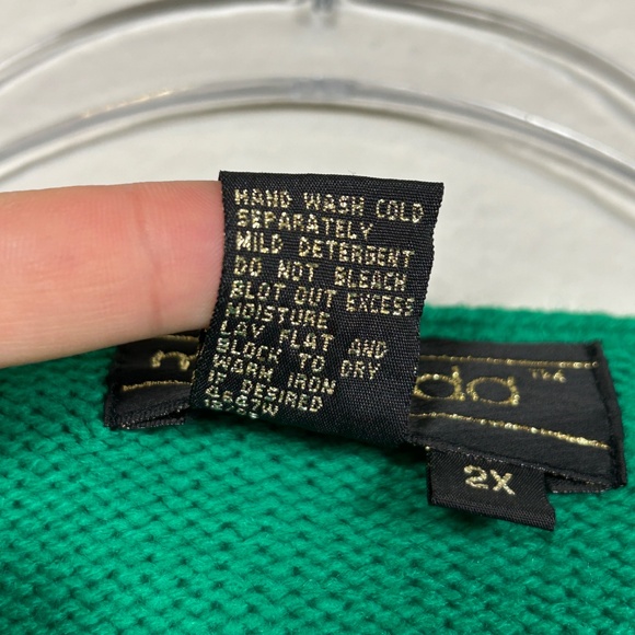 Maurada women plus size 2X knit sweater green white mohair blend chevron varsity - Picture 11 of 11